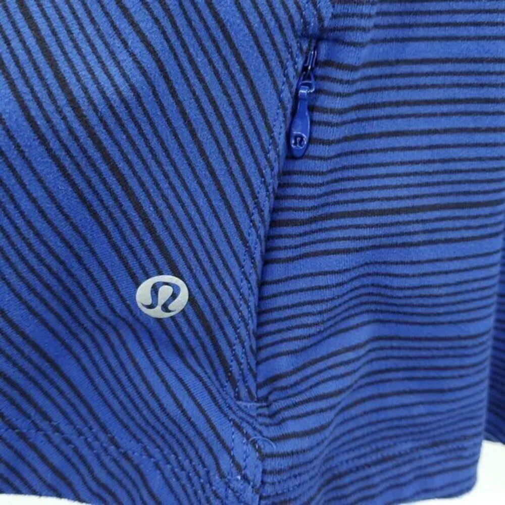 Lululemon Kanto Catch Me Long Sleeve 4 Kanto Stripe Sapphire Blue Black